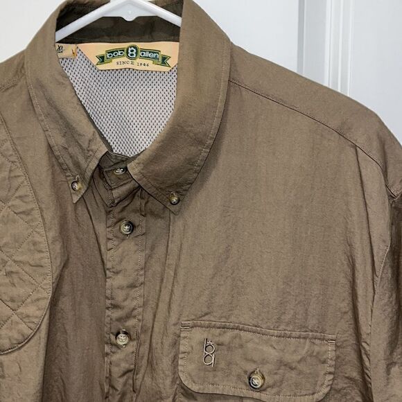 Bob Allen Cotton Shirt Brown Khaki Shotgun Shooting Hunting Vented Back Men’s XL - Picture 3 of 5